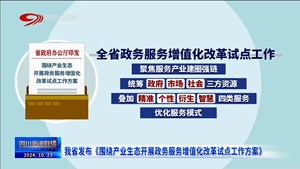 四川新闻联播丨我省发布《围绕产业生态开展政务服务增值化改革试点工作方案》